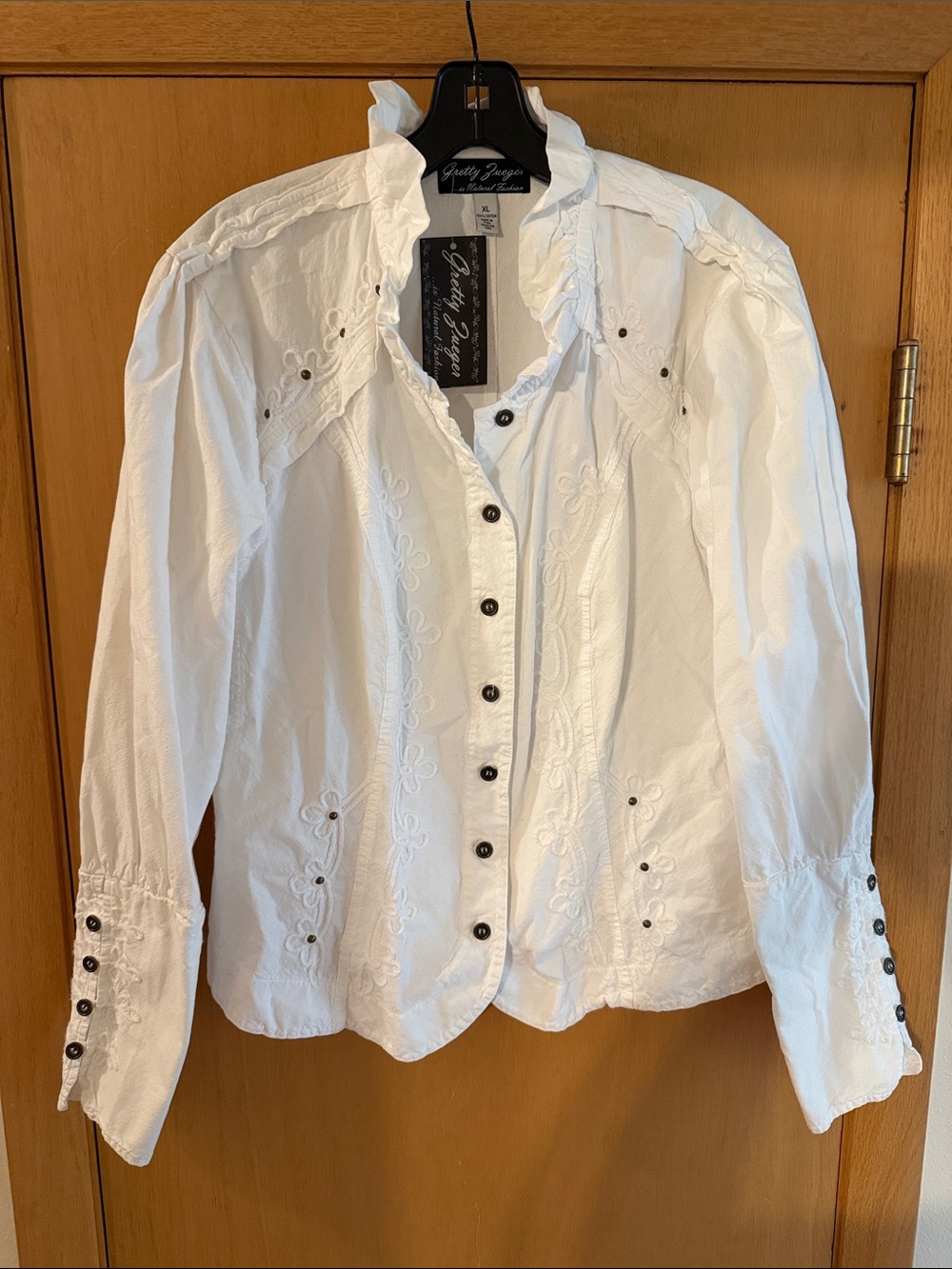 Gretty Zueger Women’s Embroidered Button-Up Blouse Jacket New White Size XL